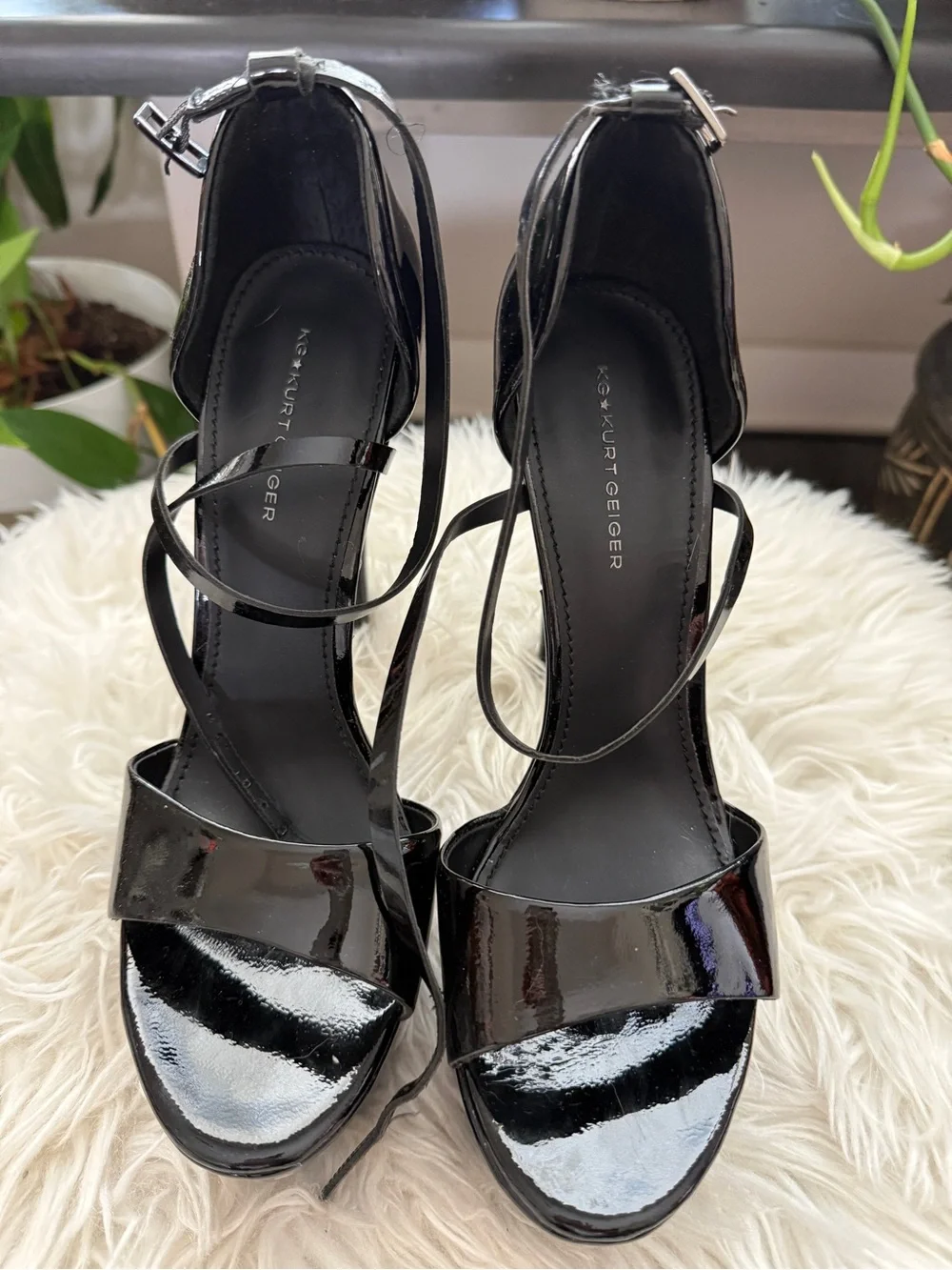 Kurt Geiger Black Patent Strappy High-Heel Sandals